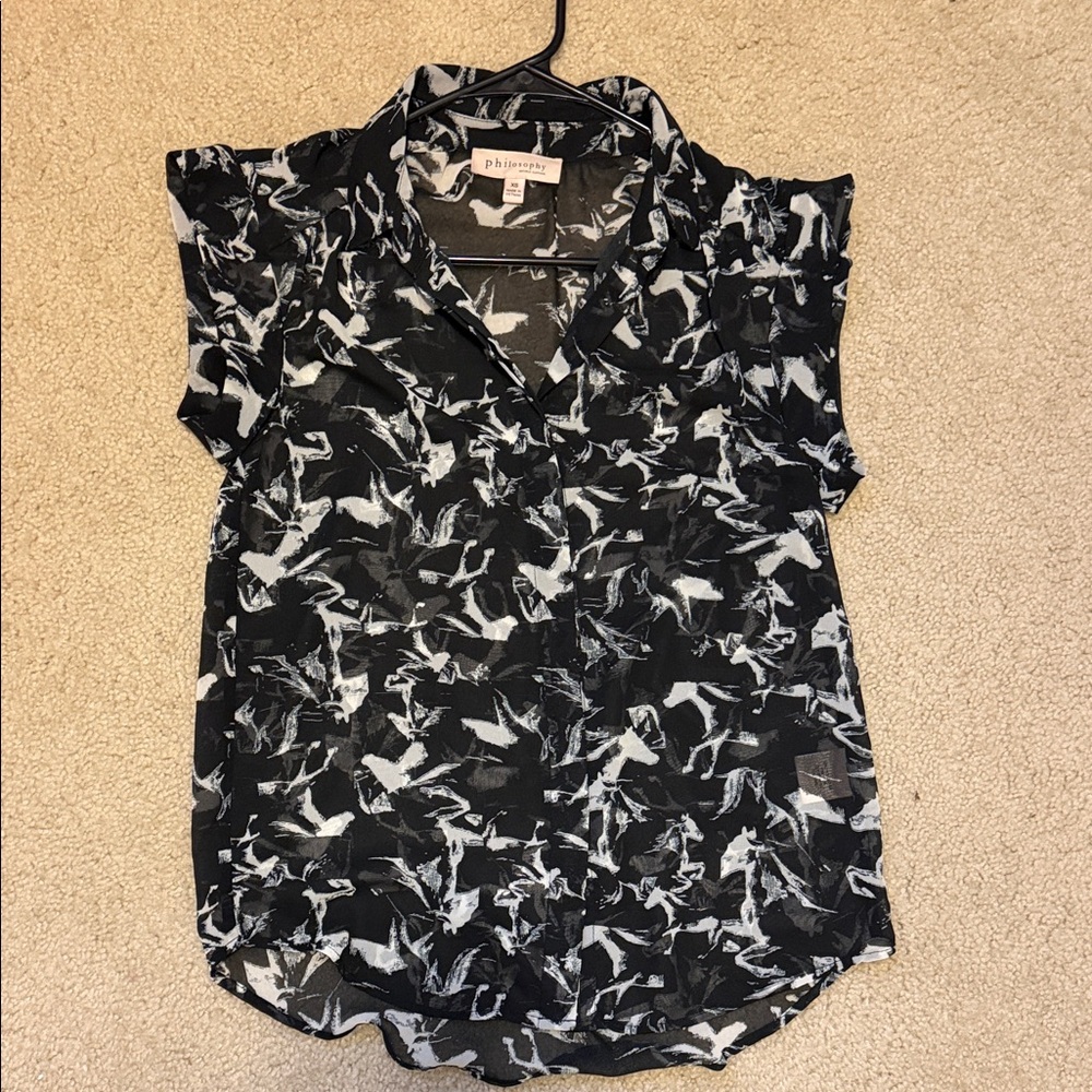 Philosophy Black and White Patterned Blouse